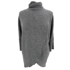 Joseph Ribkoff Asymmetric Long LDS Tunic Top Gray Turtleneck Sweater Zip 4